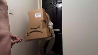 Crazy need jerking off dude meet an Amazon delivery whore and she decides to help him jizz