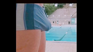 Pauzudo in swimming trunks at the club pool