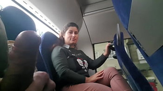 Exhibitionist seduces Milf to Blow & Jerk his Prick in Bus