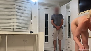 I met delivery stud naked. He did not want to go away.