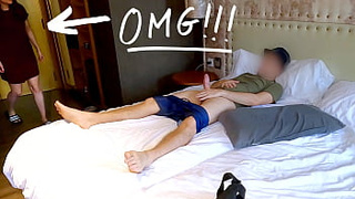 DONG FLASH IN PUBLIC! Fresh maid caught me jerking off while she was cleaning the room and decided to fuck me - SEXUAL ROLEPLAY