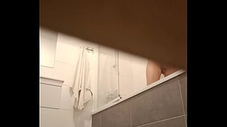 My neighbour didn't had a sweet water so I let her use my bathroom but I couldn't resist the urge to check up on her