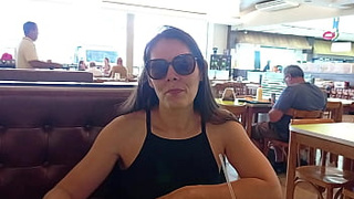 My gf lost a bet and masturbated inside the restaurant and then got naked on the street