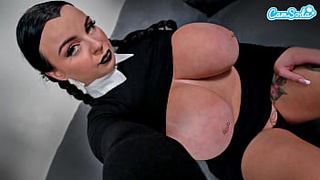 Wide Behind Wednesday Addams With Huge Melons And Wet Snatch Plays With Herself - Cosplay