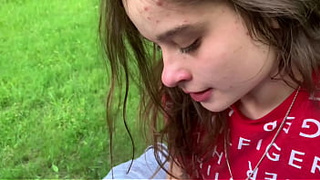 Lesbo best friend swallows rod on the park bench