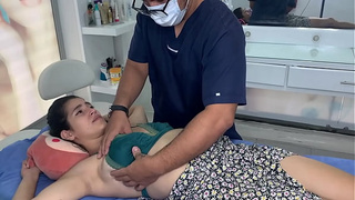 Consultation with the dermatologist ends in amateur sex with a charming MILF with humongous melons