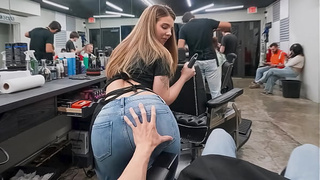 Groping the Naughty Fresh Cleaner’s Behind in the Barbershop - PervTeen