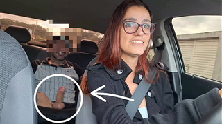 Married woman and delivery driver catches passenger masturbating from bum!