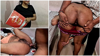 Tuition teacher nailed school slut in doggy style for not completing her homework in Hindi