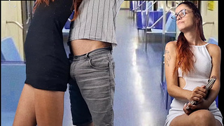 Naughty student lets stranger grope her booty in public!