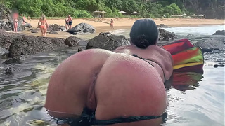 A stranger feeds my spunk to fish in front of everyone