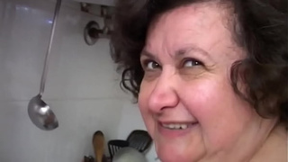 Chubby grandma masturbation with broomstick