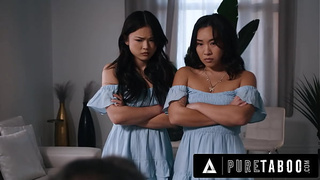 PURE TABOO Chinese Stepsisters Lulu Chu & Kimmy Kimm Fulfill Their Stepdad's Doppelganger Fantasy