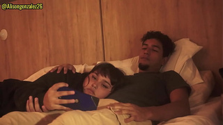Watching a sex tape with my stepfather and I accidentally swallowed his prick (they almost discovered us)
