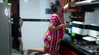Trying My Stepmother's Yummy Snatch in the Kitchen. Full Movie