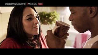 Couple breakfast ends with wild sex and milk in pussy (Film "Memories of my Coffee")