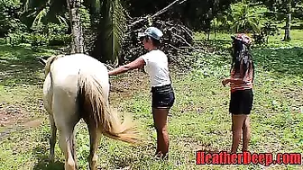 TEEN Girls vs Horse size cock