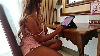my stepdaughter gives me her tight booty in exchange for a new tablet to attend her virtual classes