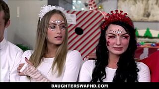 Skinny Fine Blonde Youngster Stepdaughter Kyler Quinn & Her Best Friend Alice Pink Swap Fuck Each Others Dad's On Christmas
