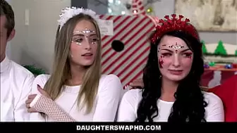 Skinny Fine Blonde Youngster Stepdaughter Kyler Quinn & Her Best Friend Alice Pink Swap Fuck Each Others Dad's On Christmas