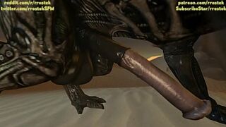 Samus Aran on a strange Alien Planet being drilled by Xenomorphs hard-core 3D Animation