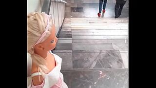 Massive barbie at the subway