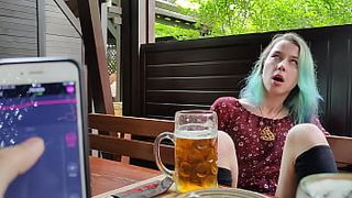Remote climax control of my Stepsister in Pub!