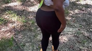 Handsomedevan walk up on a lost monstrous ass big bodied woman in the woods so he mounts her bum hole