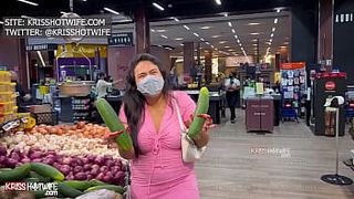 Kriss Hotwife Being Controlled With Lush In Her Vagina Choosing Large Chunky Cucumber To Make Special Cuck Salad