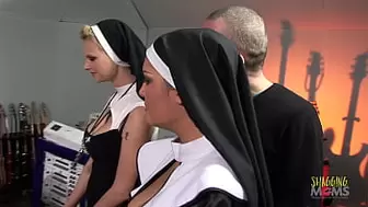 2 wild nuns get surprised with huge hard penii