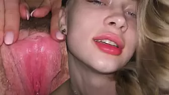 My sweet roommate's RED lips kiss my massive RED dick ! Loren Strawberry Melons Fuck