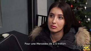 DEBT4k. Slut has no money for a cool car but manages it with her cunt